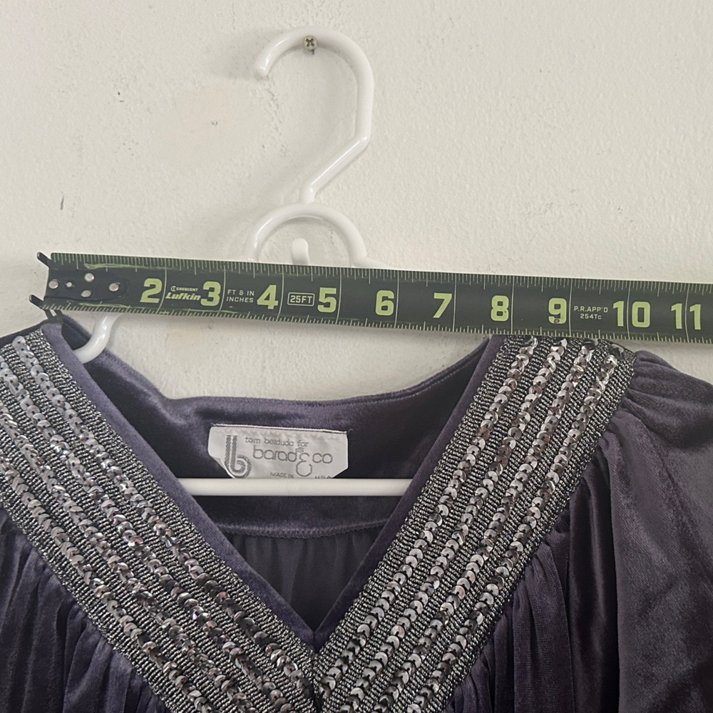 Vintage Charcoal Plum Velvet Kaftan ✨ Beaded Boho Witchy S/M - Picture 14 of 14